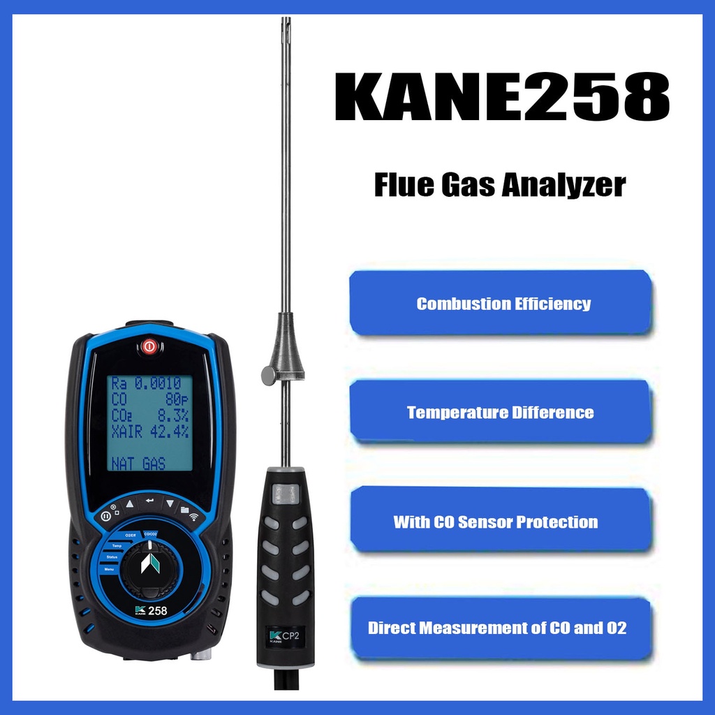 KANE 258 Economical Flue Gas Analyzer Hydrogen (H2) Ready to MIX up to
