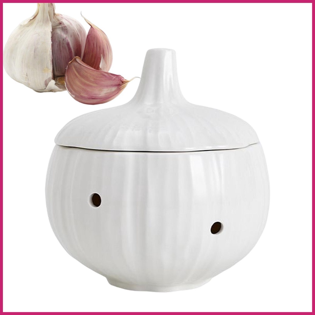 Ceramic Garlic Keeper Garlic Holder Ceramic Farmhouse Vented Garlic ...