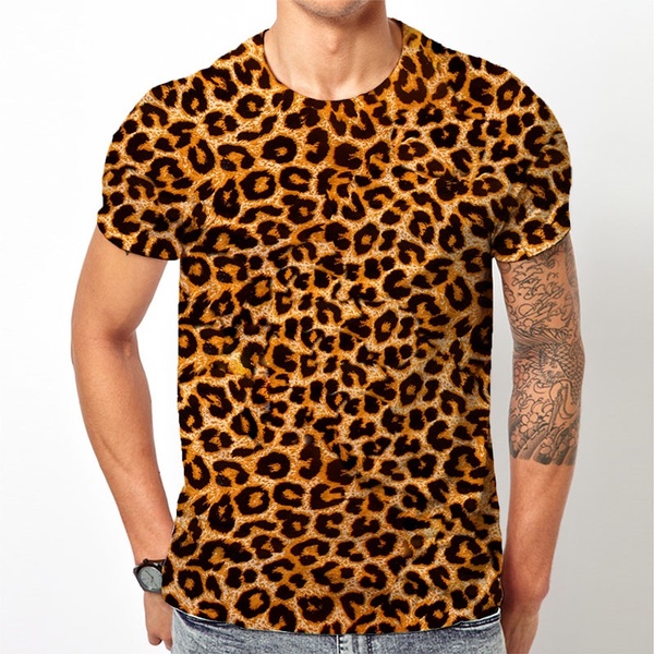 Leopard 3D Printed T shirt Men and Women Summer Fashion Casual T shirt Shopee Malaysia