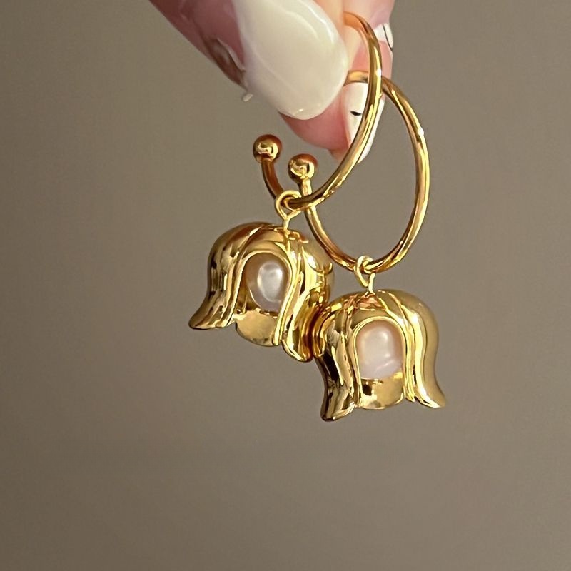 Ready Stock French Vintage Pearl Lily Of The Valley Earrings Fashion