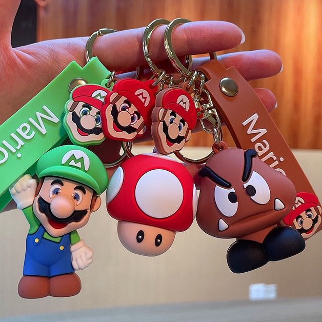 Super Mario Bros Odyssey Game Figures Keychain Luigi Goomba Koopa 