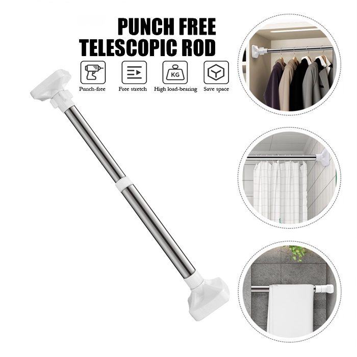 Telescopic Clothing Rod Punchfree Adjustable Shower Curtain Rods