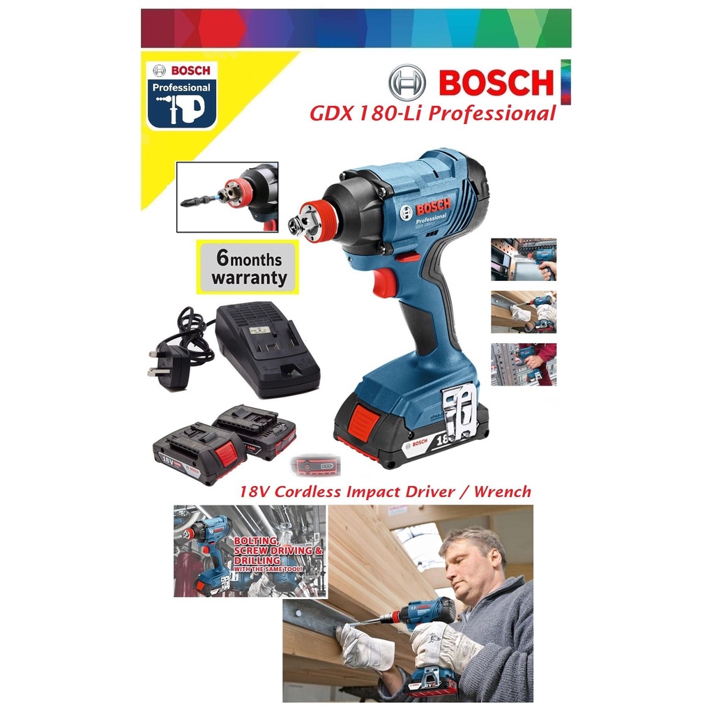 Bosch GDX 18V Cordless Impact Driver / Wrench (180Nm) Shopee Malaysia