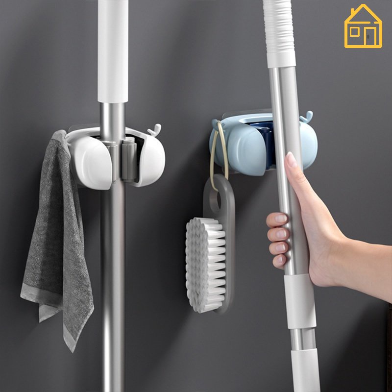 Multifunctional Bathroom Wall Mounted Mop Broom Clamp Hook Organizer