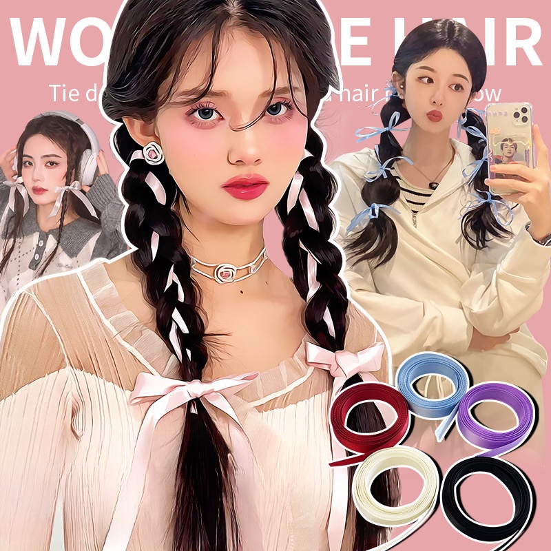 Pink Ballet Braided Hair Ribbon Fashion Bow Head Rope Ribbon | Shopee ...