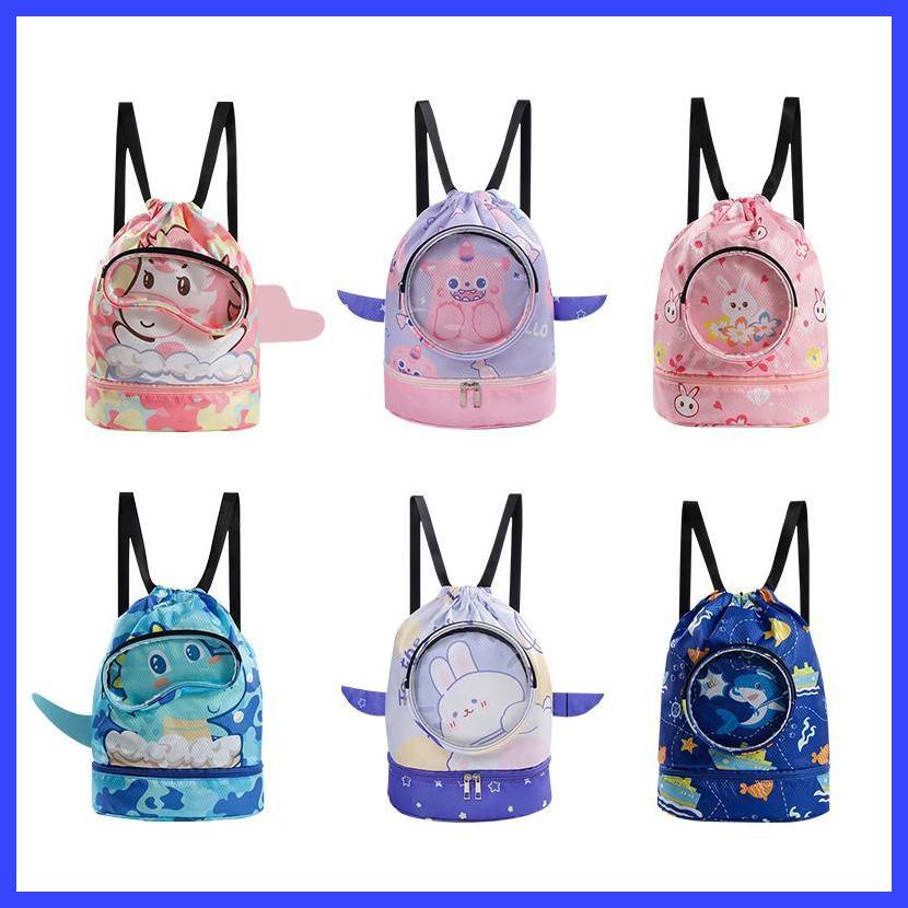 Swim Bag Cartoon Pool Bag for Kids Wet Dry Separation Waterproof Pool ...