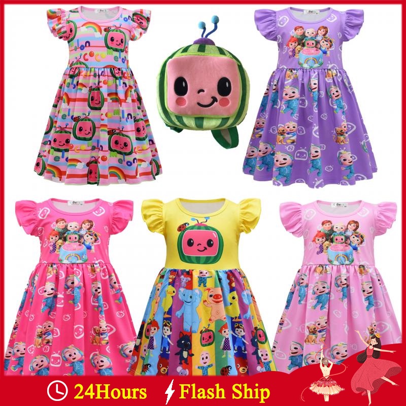 JOJO Cocomelon Dress For Kids Girl Cute Floral Dress Birthday Gift ...