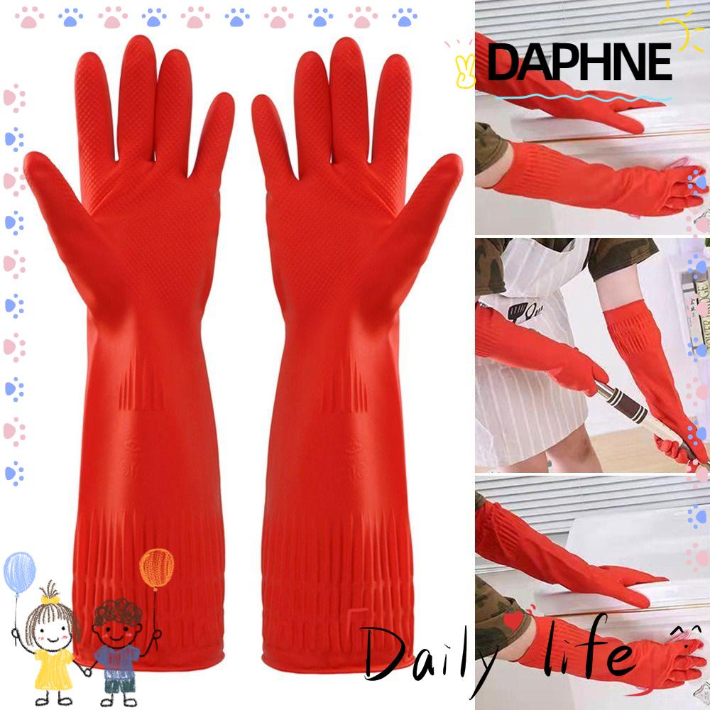 DAPHNEHOME 1 Pair Heavy Duty Rubber Gloves, Waterproof Thick Car