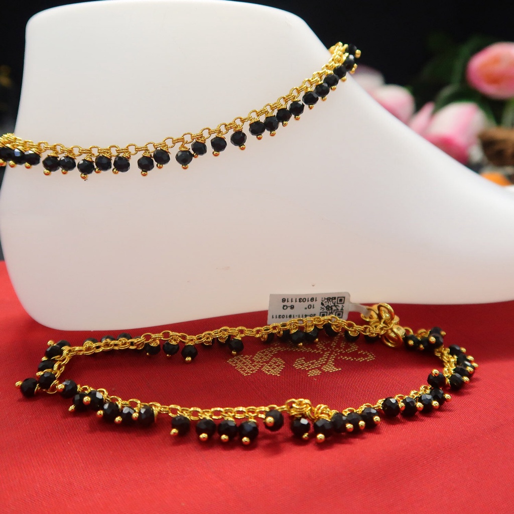 Gold Plated New Premium Design Black & Gold Anklet | Indian Anklets ...