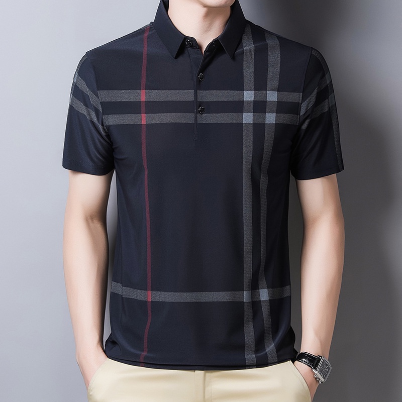 Summer Short Sleeve Polo T-shirt Male Casual Ice Silk Polo Shirt Formal ...