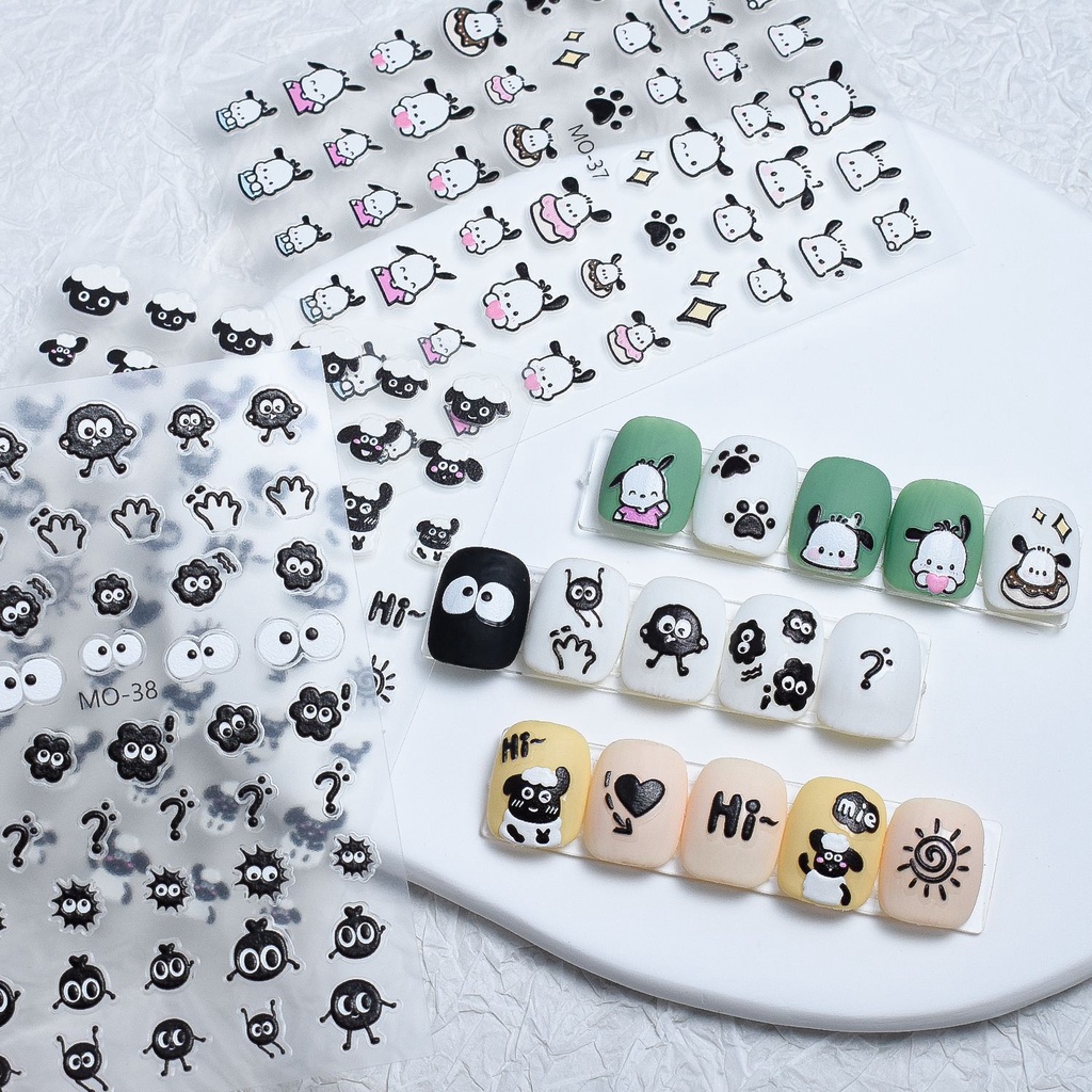 Embossed New Cartoon Pacha Dog Small Coal Ball Nail Enhancement Sticker ...