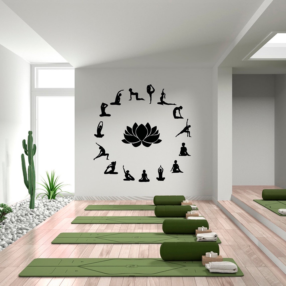 Yoga Vinyl Wall Decal Yoga Studio Sign Wall Decor Namaste Lotus Flower ...