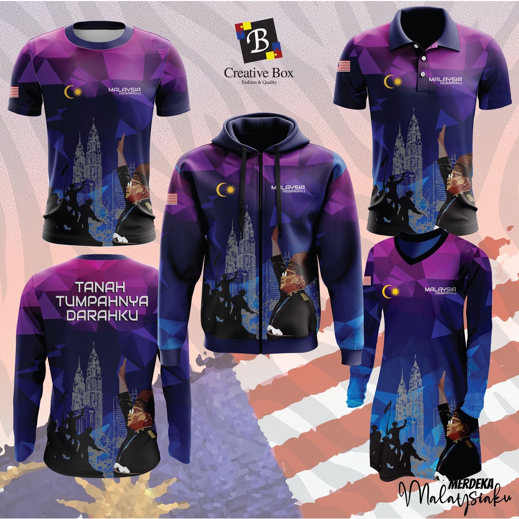 Jersey Malaysia T-Shirt Long Sleeve/ Jersey Sukan/ T-Shirt Merdeka ...