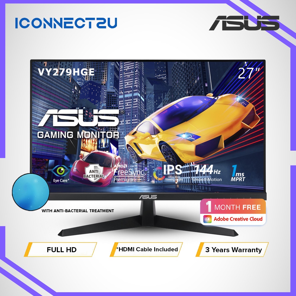 Asus 27" VY279HGE IPS FHD 144Hz 1ms Freesync Premium Antibacterial Eye