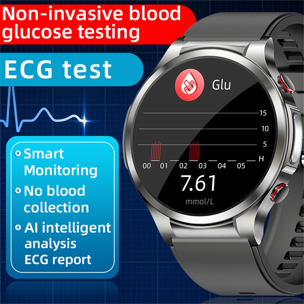 ECG PPG W11 smartwatch noninvasive blood glucose, blood oxygen, heart rate, electrocardiogram