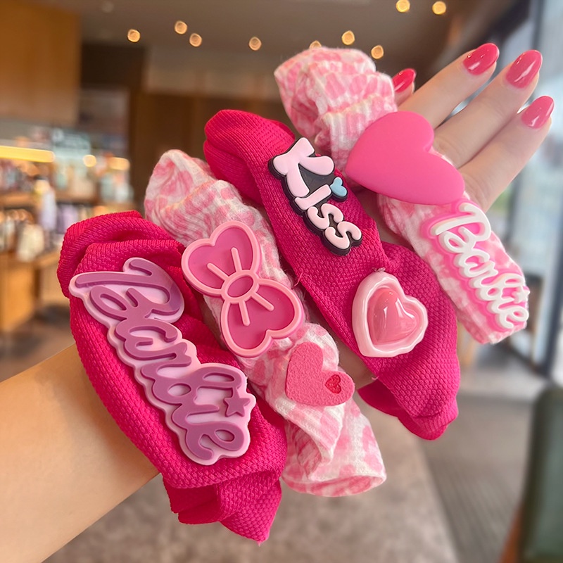 Pink Barbie Bow Headband Kawaii Cartoon Plush Hair Loop Barbie Princess ...