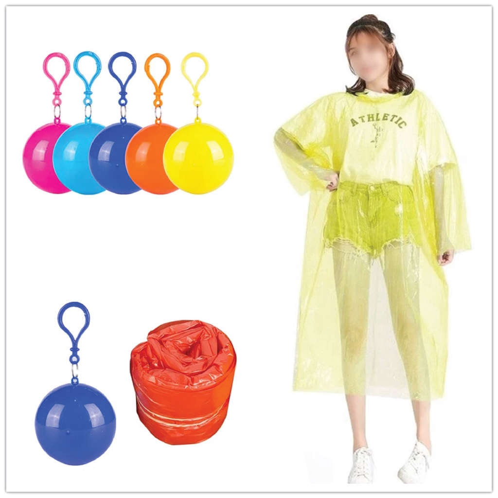 Adult Rain Coat Keychain Ball Disposable Single Use Raincoat Hooded ...