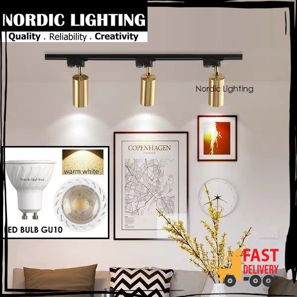 Nordic Lighting 3in1 Set GU10 COB 1 Meter Track Spotlight Rail Track ...