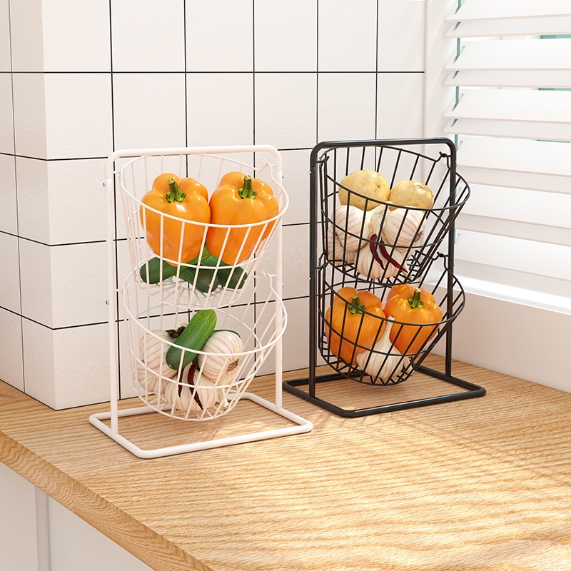 Monroe Department Store Kitchen DoubleLayer Round Basket Storage Rack