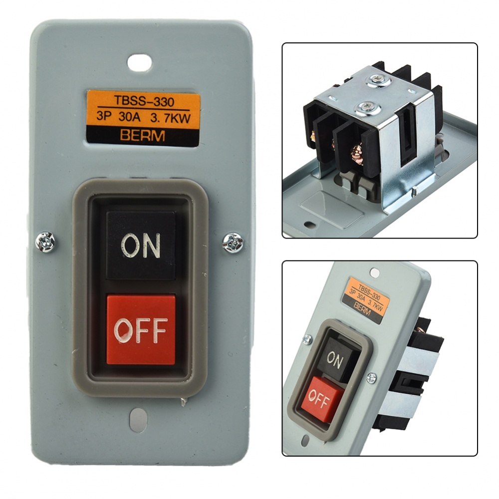 3P 30A 3.7KW Motor/Control Start/Stop ON/OFF Push Button Switch TBSS ...