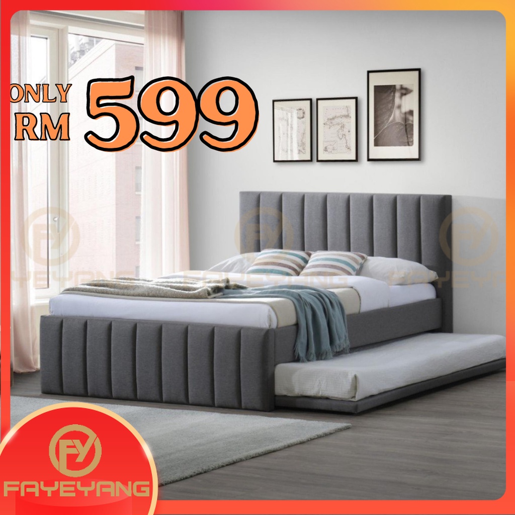 Fayeyang Queen Size Divan Bed with Single Bed Pull Out Bed Strong