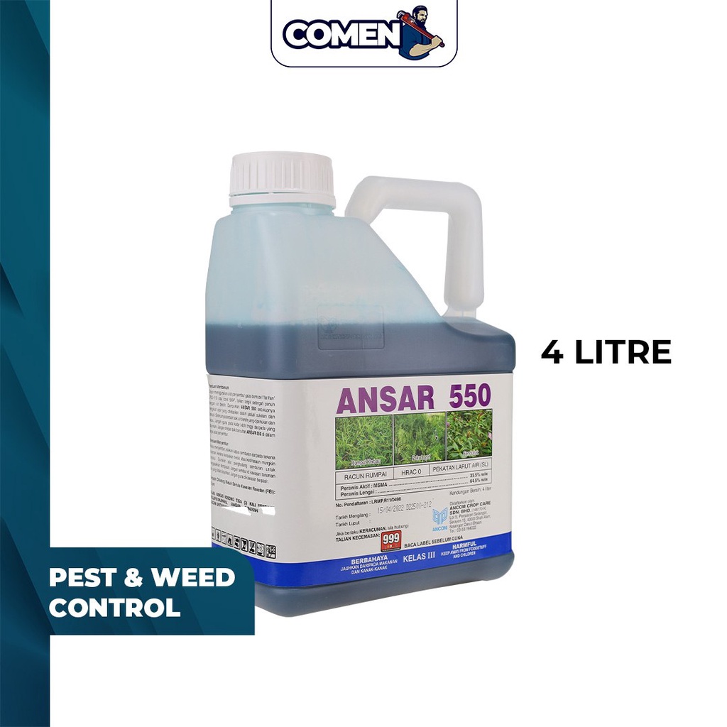 ANSAR 550 MSMA 35.5 4 Liter Herbicide Weed Grass Killer Racun Ubat