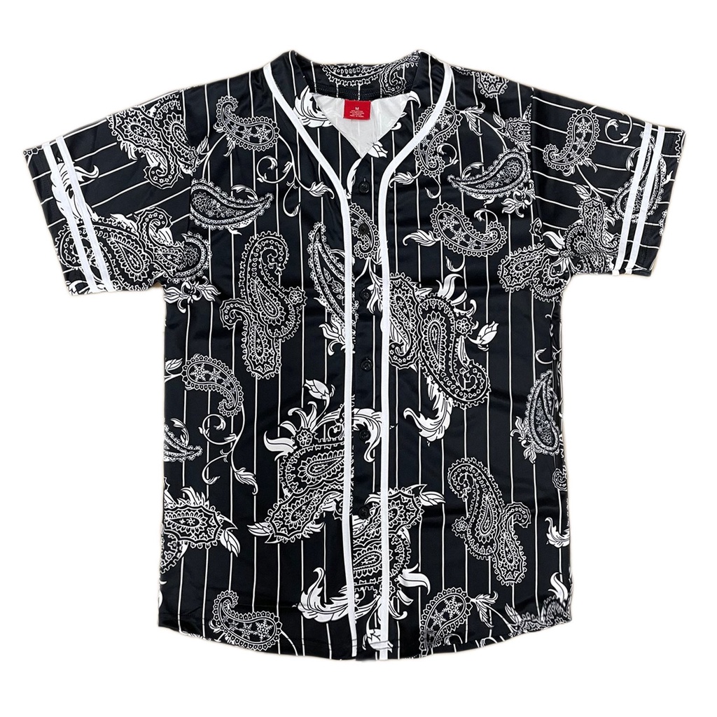 Men's New Bandana Print Baseball Jersey Button Down Shirt (XS to 4XL ...