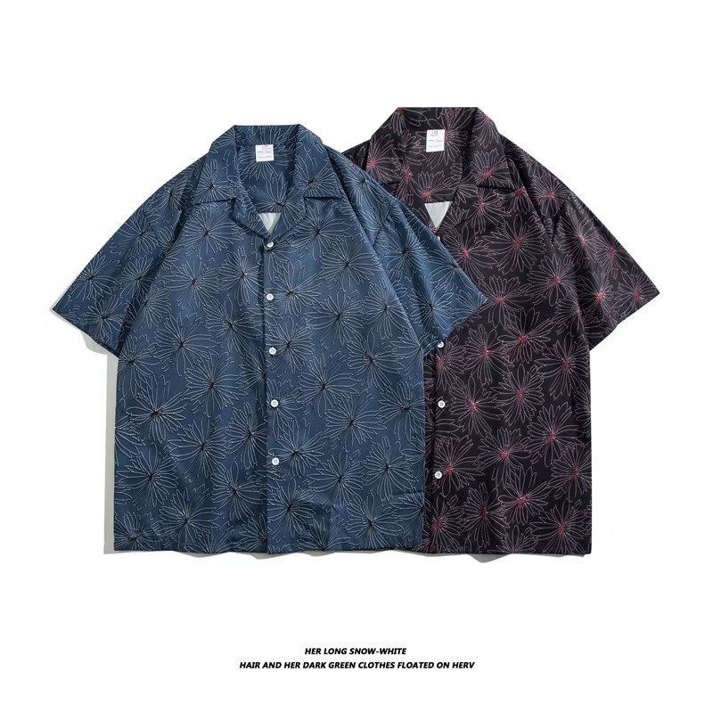 SSLR Men's Floral Hawaiian Shirt - Relaxed Fit Short Sleeve Casual Vacation Shirt