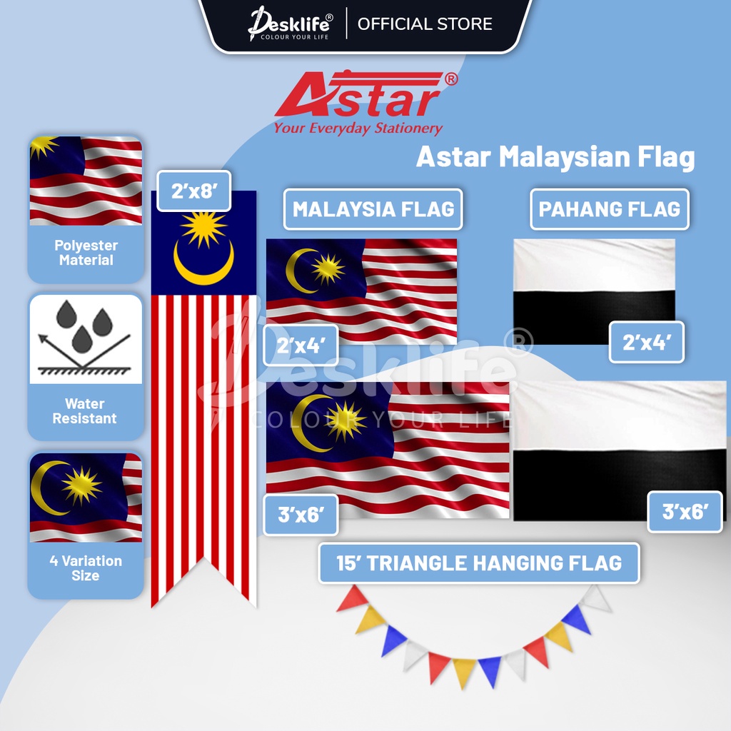 Desklife Astar Bendera Malaysia Pahang Flag Jalur Gemilang Malaysia