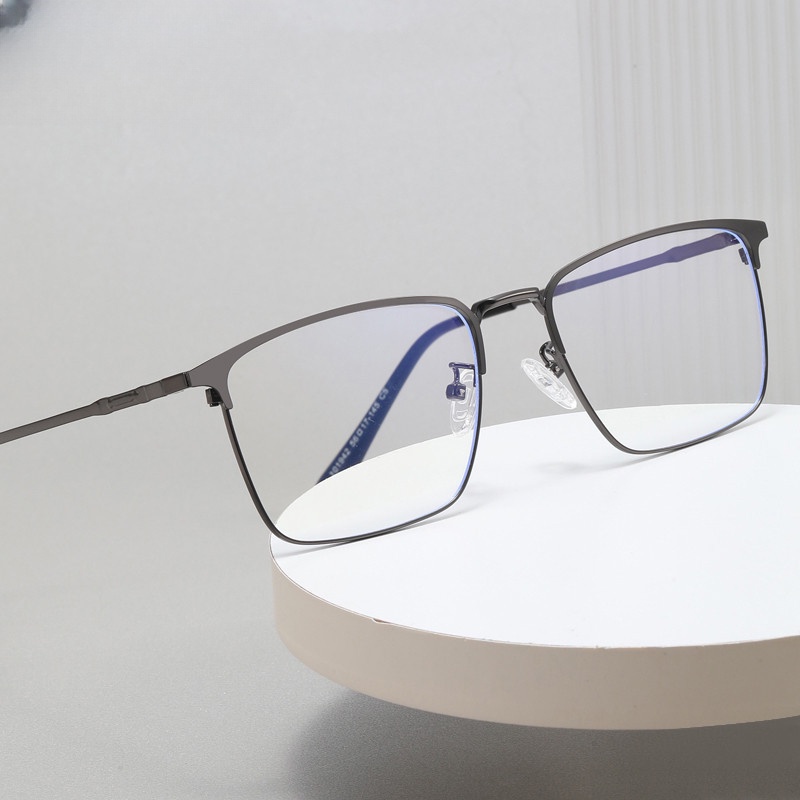 Retro Metal Business half frame Eyebrows B titanium frame men's anti ...