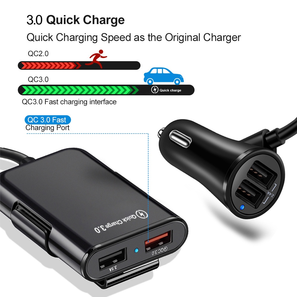 Multi Port USB Car Charger, 50W 6 Port Car Charger Adapter, 12V USB Charger  Multi Port Car Phone Charger, USB Cigarette Lighter Adapter for iPhone