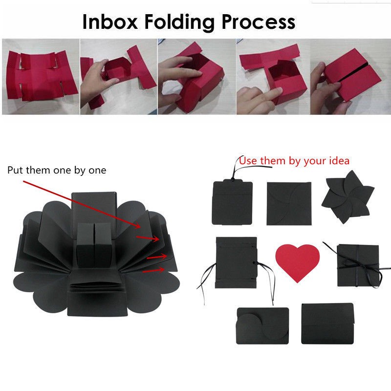Square DIY Surprise Explosion Photo Box Mystery Gift Box Kotak ...