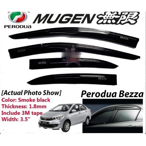 Air Press Window Mugen Style Acrylic Door Visor For Perodua Bezza (4Pcs ...