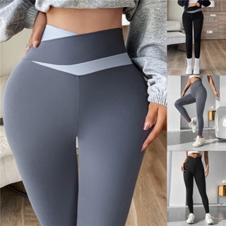 Solid Color Butt Lifting Yoga Leggings With Pockets, Running Sports Tight  Pants, Women's Activewear