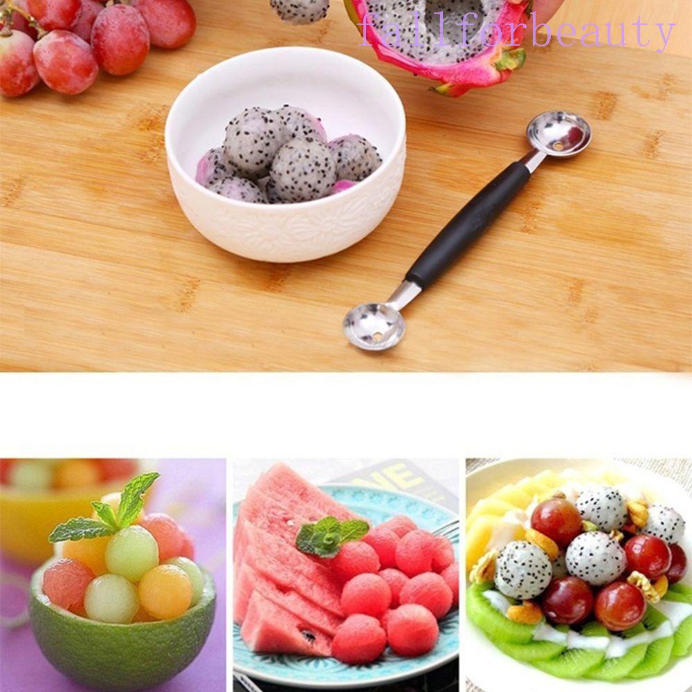 2 Pack Double Ended Headed Fruit Icecream Ball Spoon,Stainless Steel Melon  Baller,Smooth Round Melon Balls Melon Scoop for Watermelon, Ice Cream