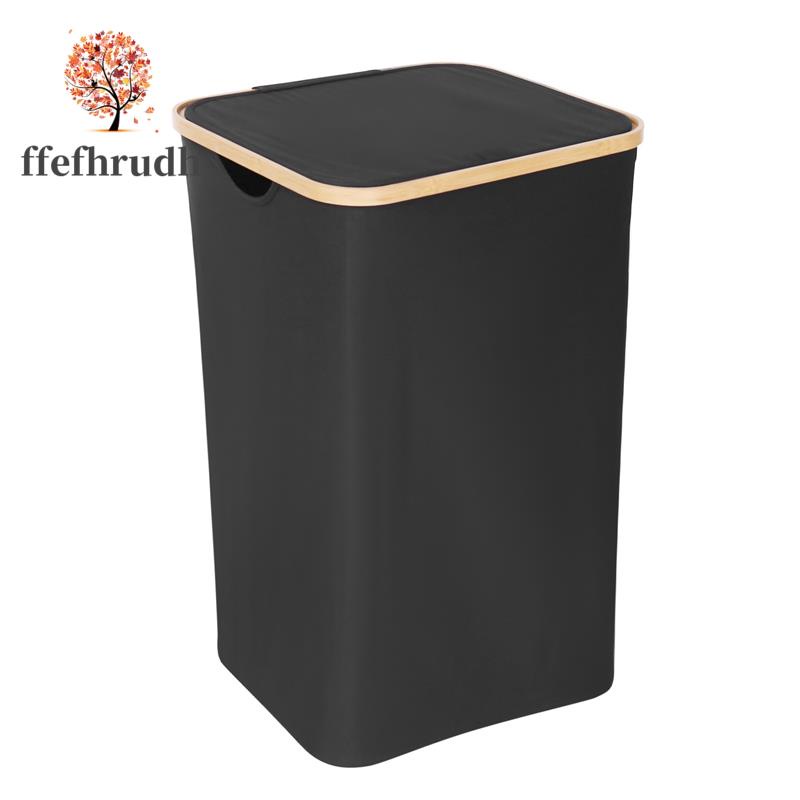 Laundry Basket with Lid, Black Laundry Basket with Removable Laundry