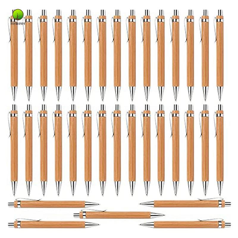 35 Pcs Office and School Supplies Sustainable Pen Bamboo Retractable ...