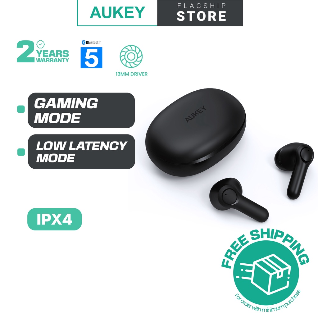 Aukey EP T33 BT5.0 Gaming Low Latency True Wireless Earbuds TWS With Wireless Charging Case Shopee Malaysia