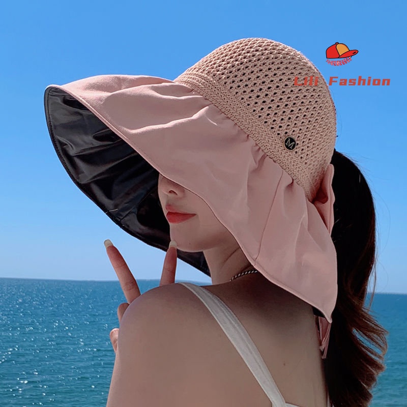 Fashionable UPF50+ Women's Sun Hat with Wide Brim and Face Cover Design ...