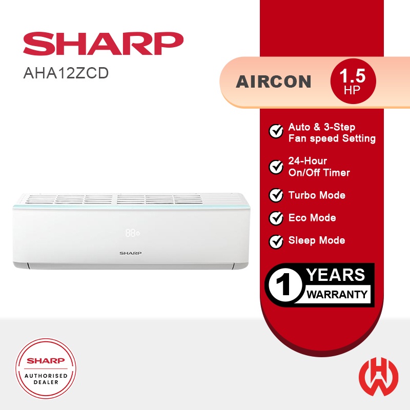 SHARP 1.5HP TURBO SLEEP ECO MODE NON-INVERTER AIR CONDITIONER AHA12ZCD ...