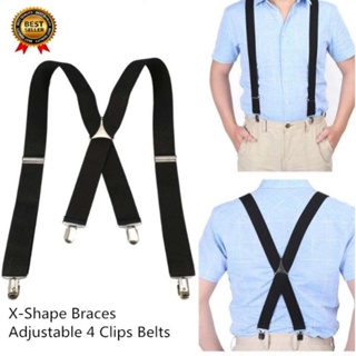 Adjustable Strap Clip Braces Suspenders Y Shape 3.5cm Wide Elastic Braces 6  Clips Wedding Party