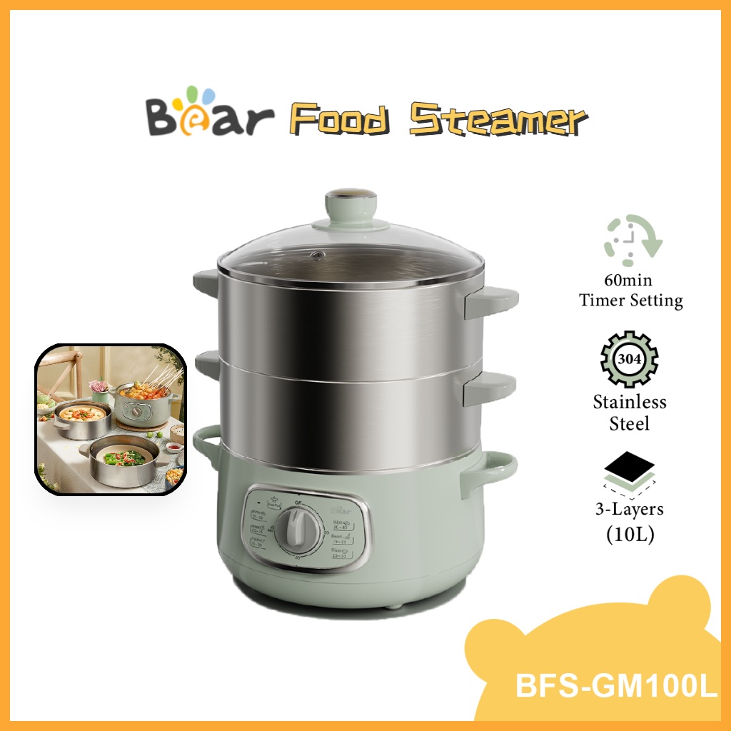 Bear Multifunctional Food Steamer Deluxe 3 Layer Food Steamer / Cook