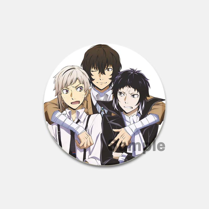 58mm Bungo Stray Dogs Anime Icon Badge Cute Comic Figure Brooches ...