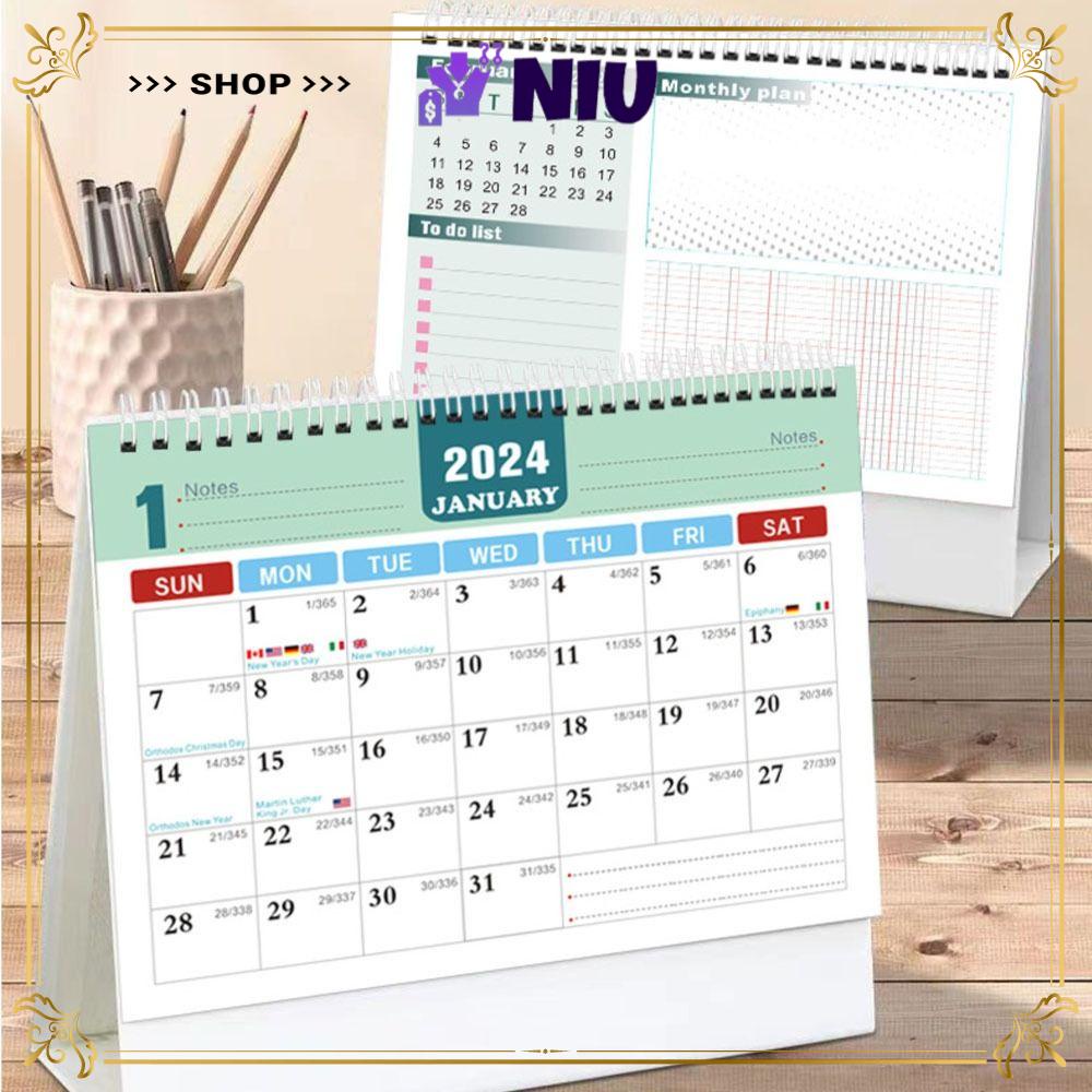 NIU English Desk Calendar, Floral Pattern Cover June 2023 To December