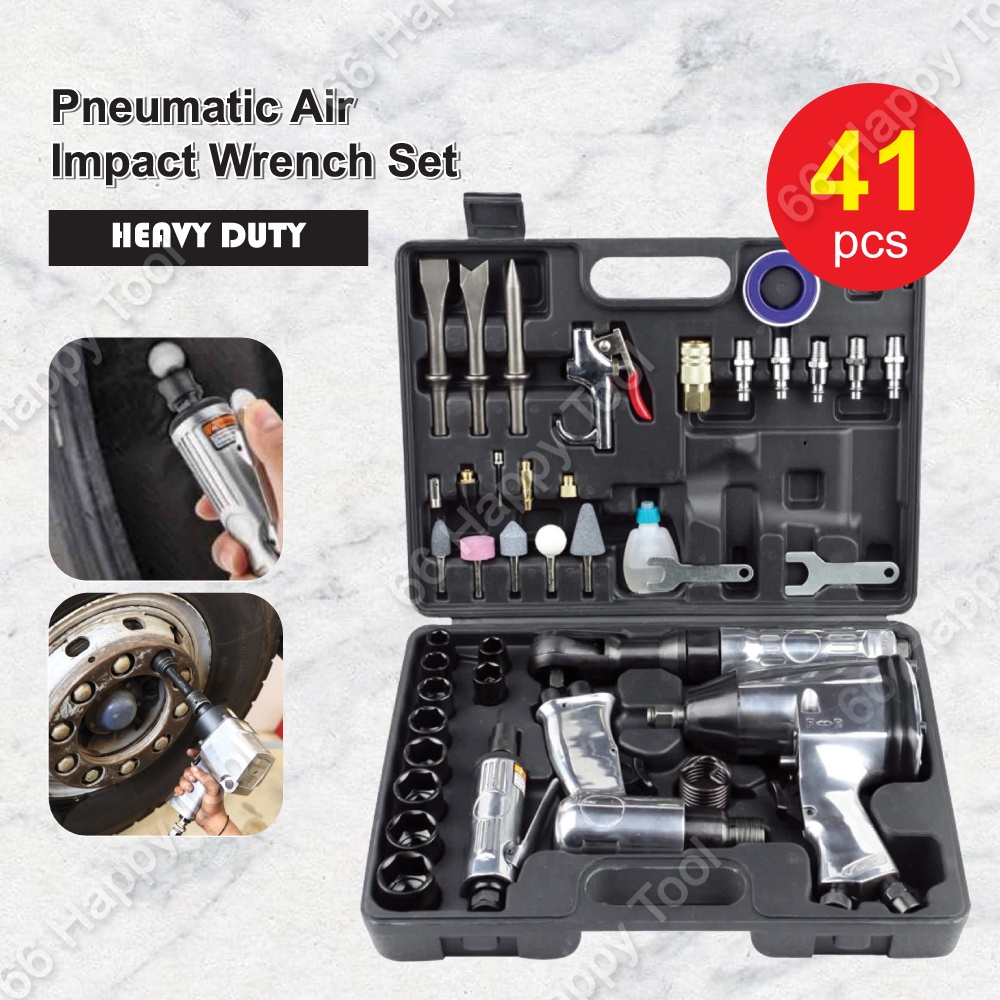 41Pcs Pneumatic Air Impact Wrench Tool Kit Heavy Duty Air Impact Gun