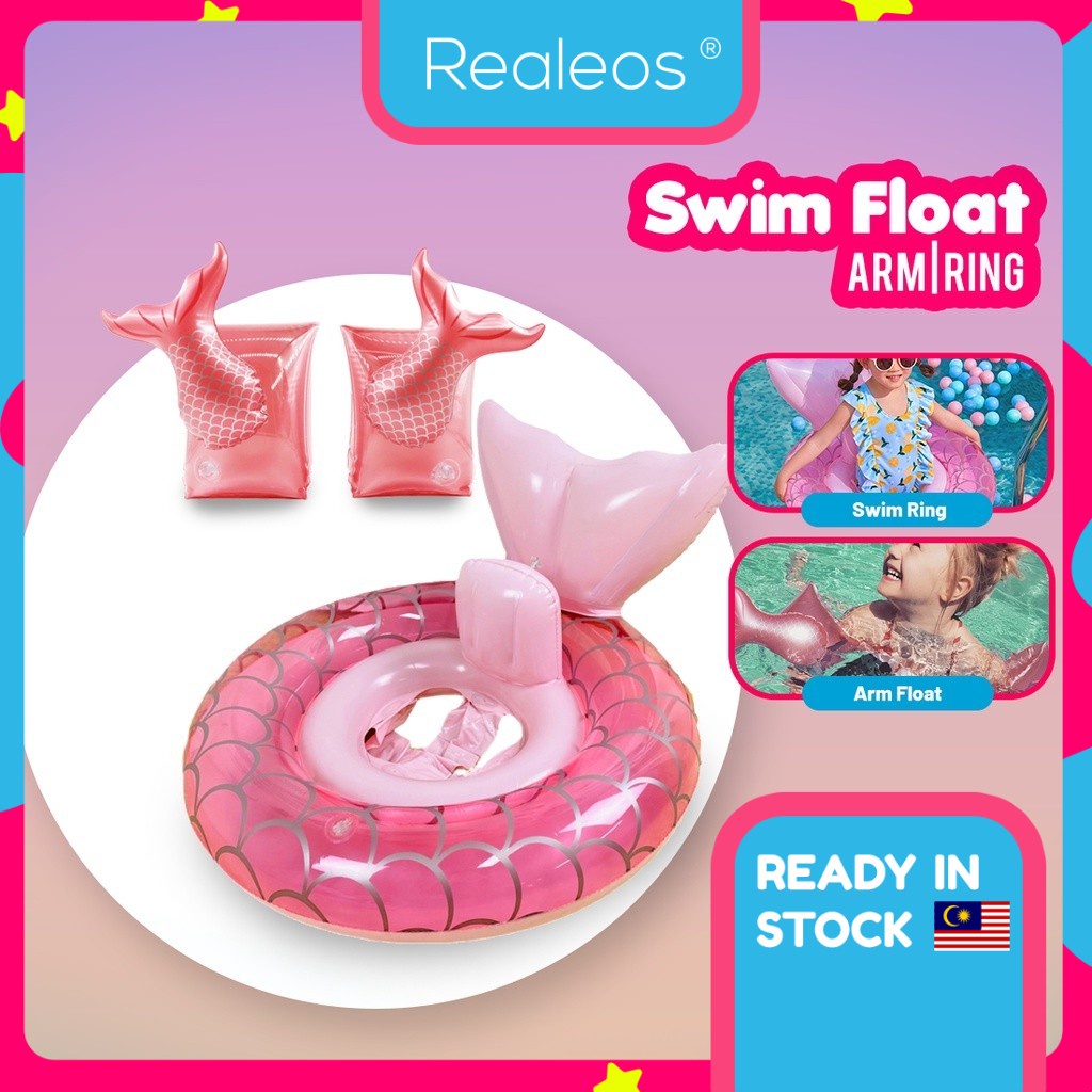 Realeos Mermaid Arm Float Kids Swimming Float Life Baby Inflatable Swim