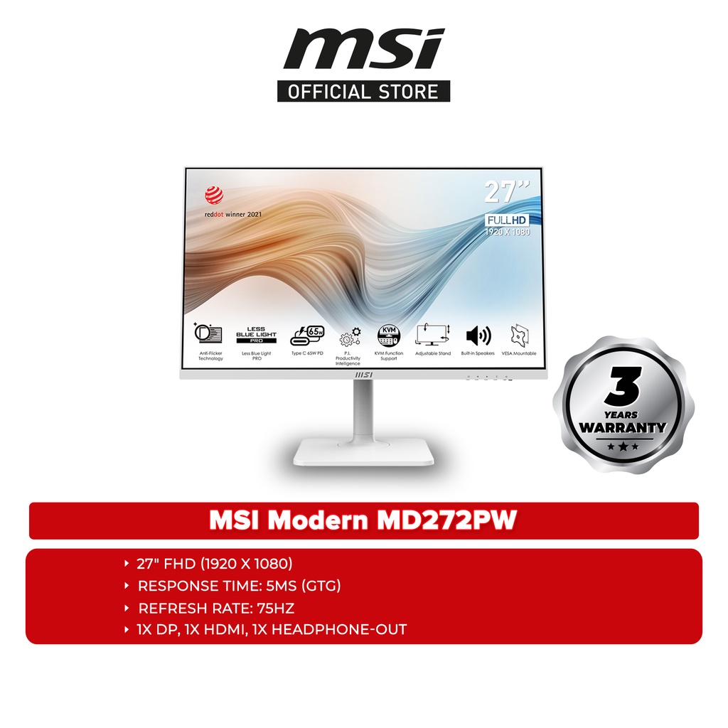 MSI Modern MD272PW 27" FHD 75Hz Flat Monitor Shopee Malaysia