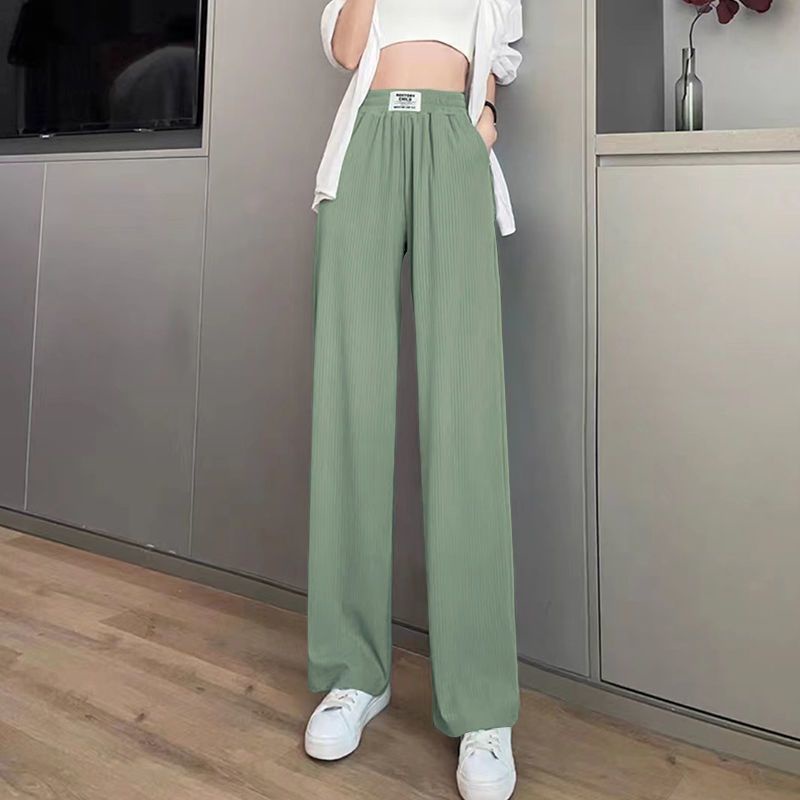 For 40 80KG Wide Leg Baggy Long Pants Women Korean Style Plus Size Straight Cut Loose Casual High Waist Ice Silk Woman Ladies Drape Trousers Shopee Malaysia