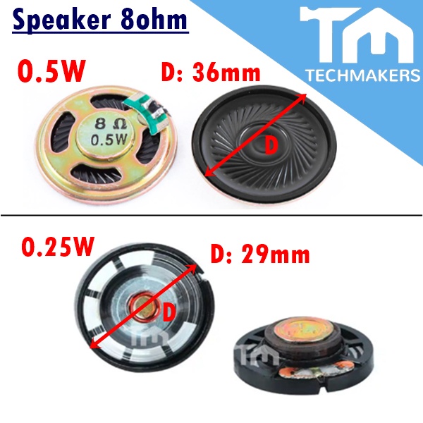 Speaker 8 ohm 0.5W(36mm) / 0.25W(29mm) Buzzer Loud Piezo for Toy DIY Horn Handmade Electronic Gift Magnetic Arduino MP3