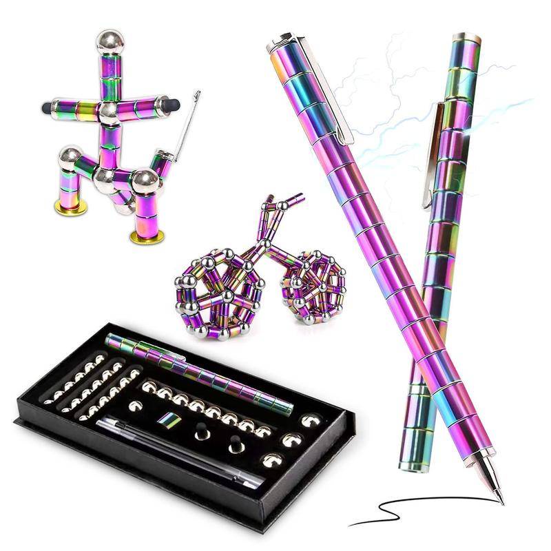 Fidget Pen For Adults Kids,Toy Pen Decompression Magnetic Metal Pen, Desk Toys Multifunctional Deformable Magnet Writing Pen (multicolor